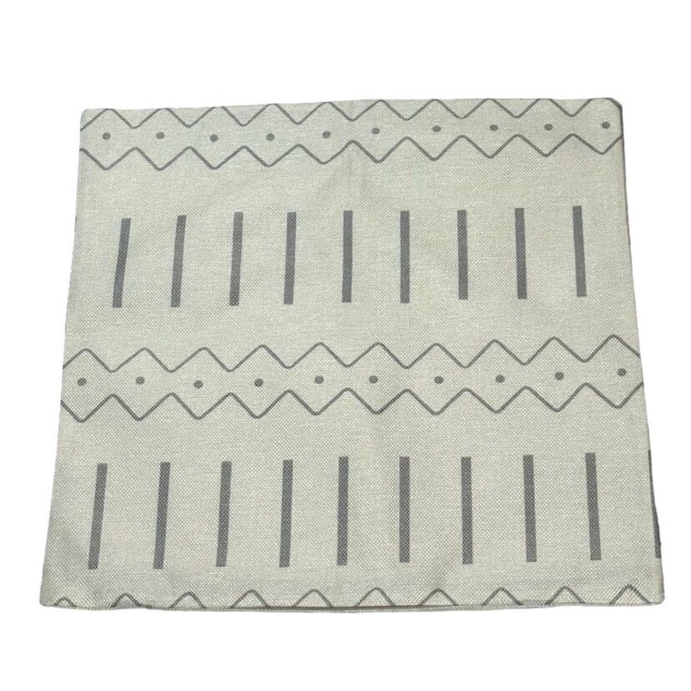 Unbranded 1 Pillowcase Cover Beige Grey Stripes Handmade Zip Closure Home Decor
